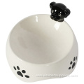 Fashionable No Spill White Ceramic Pet Feeder Bowl
